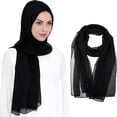 thumbnail image 4 of Sonducket Mantón de moda de gasa de poliéster para materiales de bufanda Hijab de gasa de apariencia elegante y modesta Sombreros negro, 4 of 6