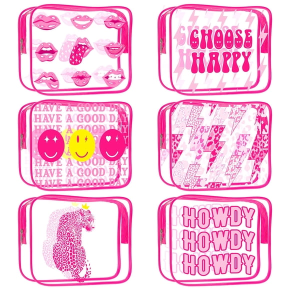 Bolsas de maquillaje Cunno Preppy Boho Smile Face Flamingo, 6 unidades