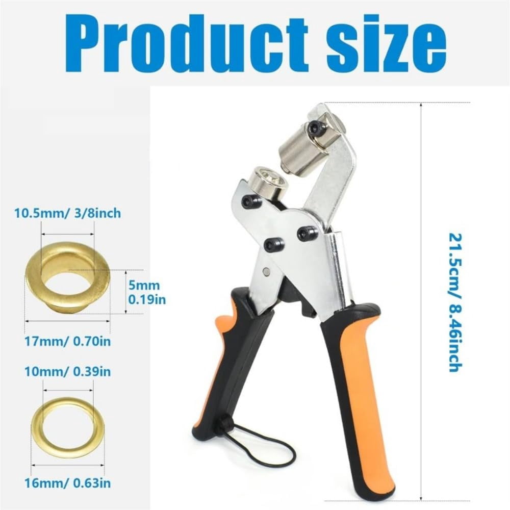 Grommet Tool Kit With 3/8 Inch (10mm) Diameter 100Pcs Grommets Eyelets For Fabric Tarps Leather Handheld Hole Punch Pliers Grommet Press Kits Pliers