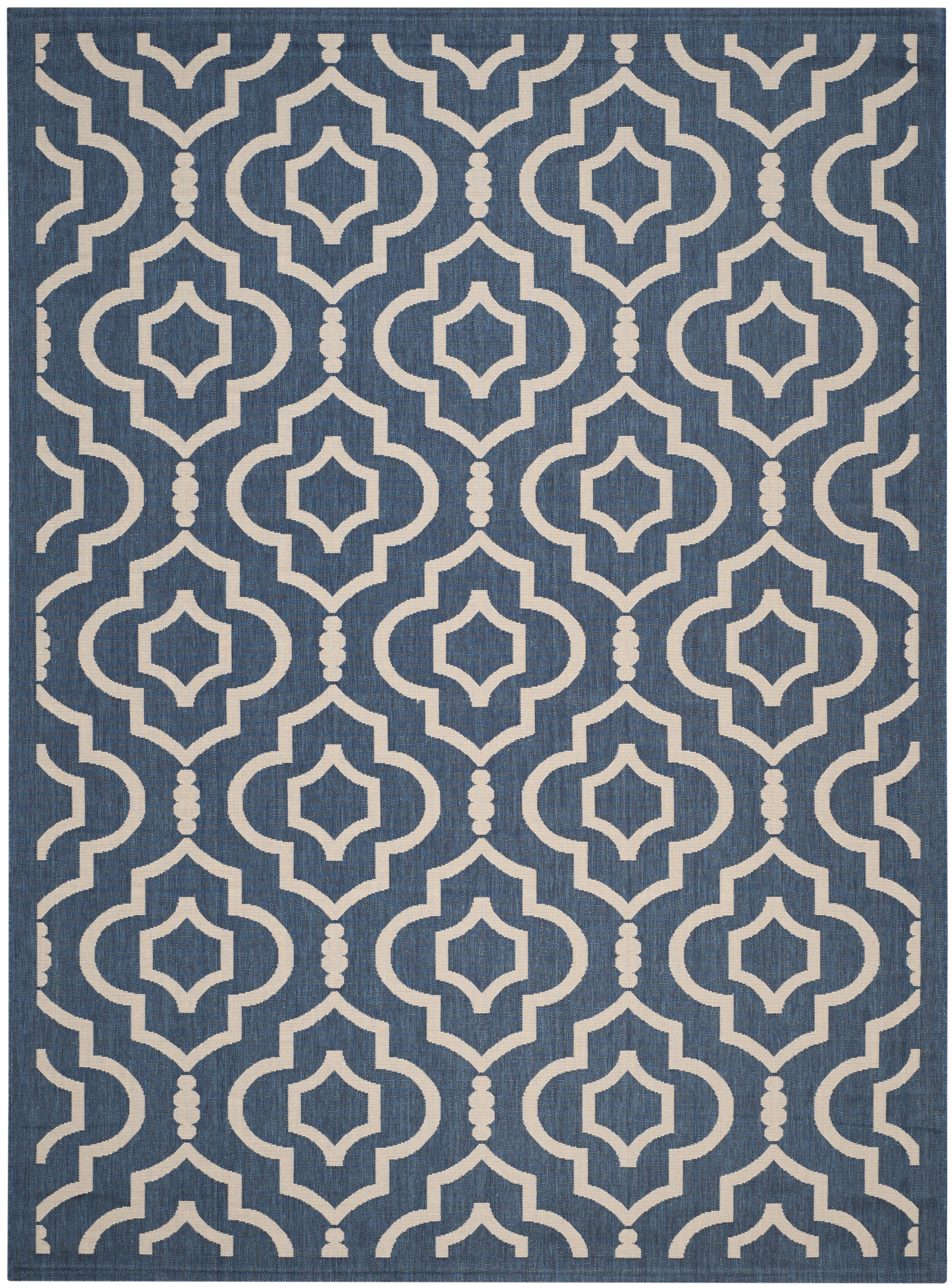Safavieh Courtyard Lavern Geometric Indoor/Outdoor Area Rug, Navy/Beige, 8' x 11'