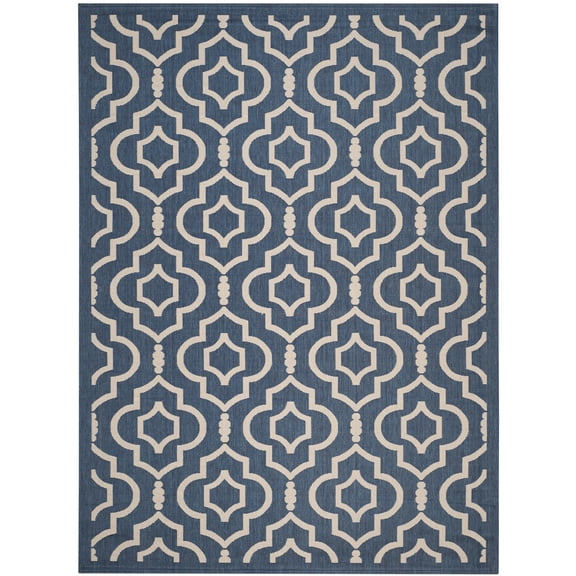 Safavieh Courtyard Lavern Geometric Indoor/Outdoor Area Rug, Navy/Beige, 8' x 11'