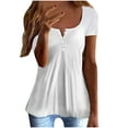 thumbnail image 3 of Alllist Womens Tops White Solid Short Sleeve V-Neck T-Shirts Women Blouses, 3 of 6