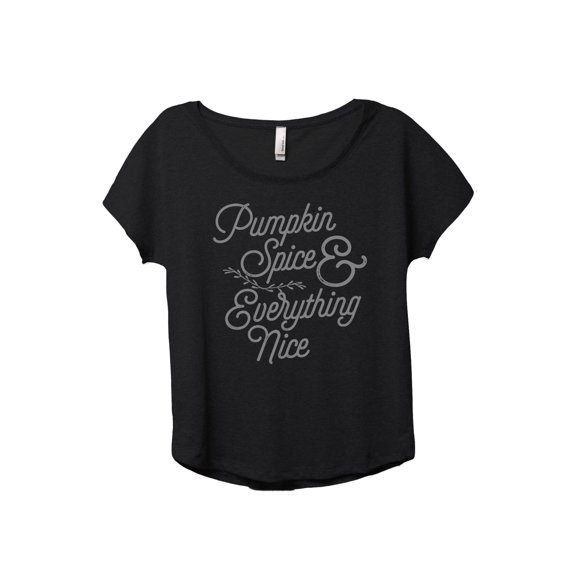 Pumpkin Spice And Everything Nice Women's Fashion Slouchy Dolman T-Shirt Tee Heather Black 3X-Large