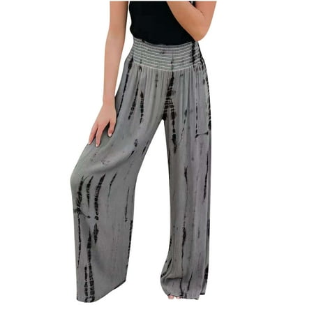 

JGTDBPO Wide Leg Pants For Women Casual Loose Yoga High Waisted Cozy Lounge Pajama Palazzo Flowy Summer Beach Pants With Pockets