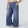 thumbnail image 5 of Women's High Rise Wide Leg Jeggings Stretch Pull On Jeans Pants Soft Denim With Pockets, 5 of 5
