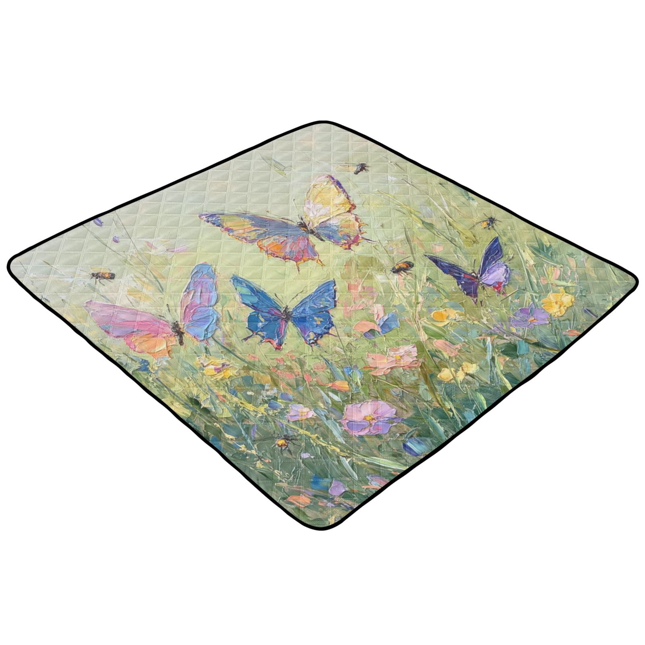 WOBOGO Colorful Butterfly Baby Playmats Extra Large Waterproof Rollable Activity Pads for Toddlers 50×50inch