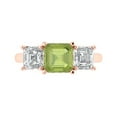 thumbnail image 2 of 4.0ct square emerald cut green natural peridot 18k rose gold 3 stone Bridal Wedding Engagement Promise Anniversary Ring for Women size 9, 2 of 7