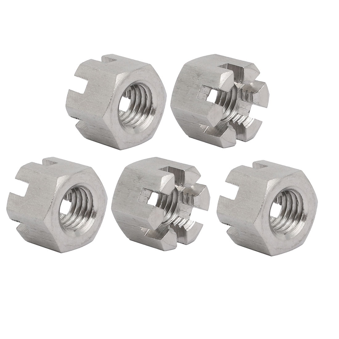 5pcs M10x1.5mm 304 Stainless Steel Hex Hexagon Slotted Castle Nut