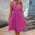 thumbnail image 5 of Strapless Dress, Eyelet V Neck Suspender Casual Sleeveless Boho Beach Wedding Guest Mini Funeral Dresses For Women 2025 African Dresses Homecoming Elegant Dresses (S, Hot Pink) ZMTing, 5 of 5