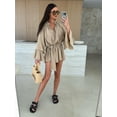 thumbnail image 2 of AURA Women V Neck Lace Long Sleeve Dress Loose Fit Casual Elegant Fall Mini Dress, 2 of 6