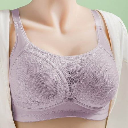 Elvqul Womens Plus Size Bras Breathable Bralette Lightweight Lace Underwear Wirefree Nylon Gray Juniors Bras