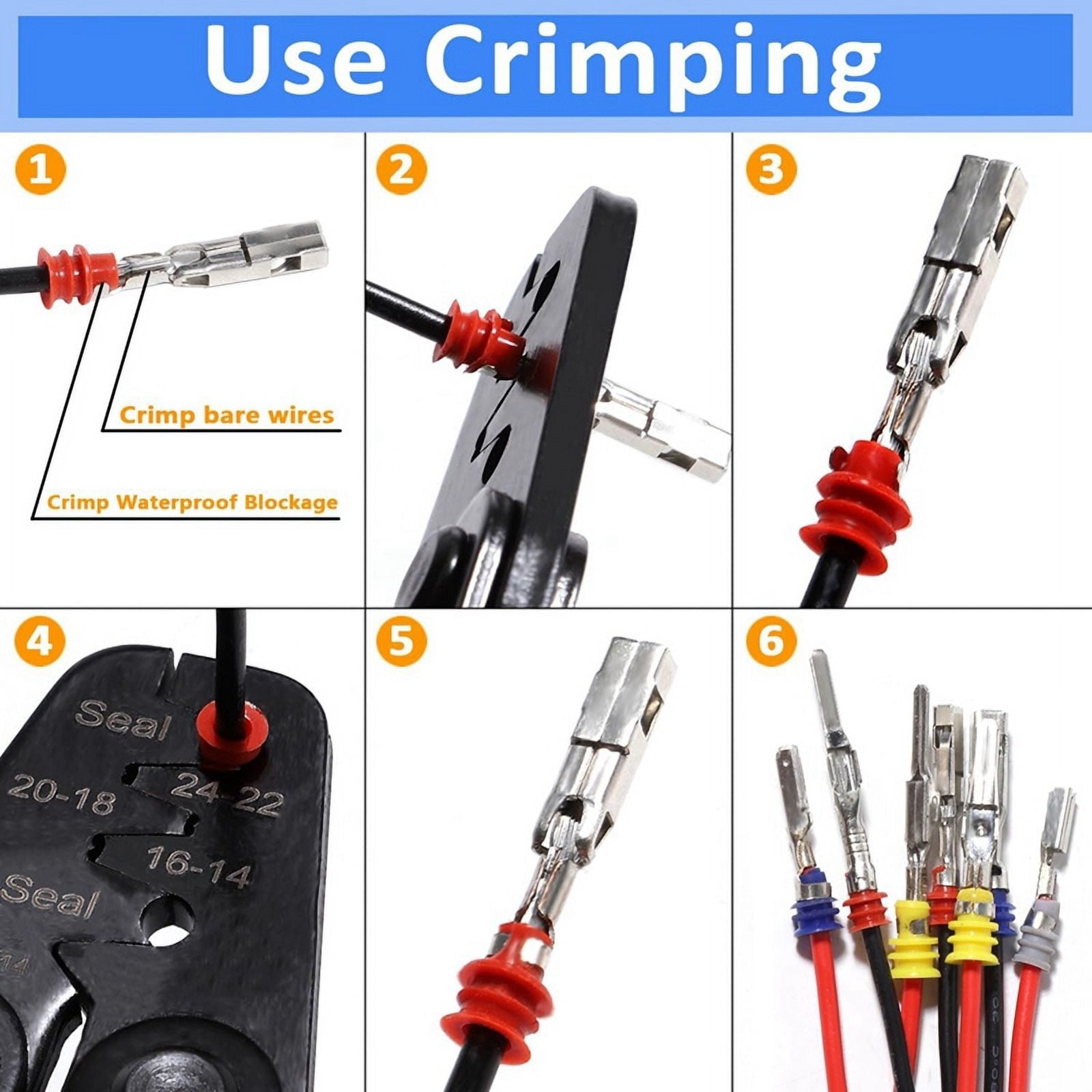 950pcs Connector Pins Kit Crimped Terminal Pin Automotive Car Electrical 1-3.5mm Male&Female Wire Seals Removal Tool Kit