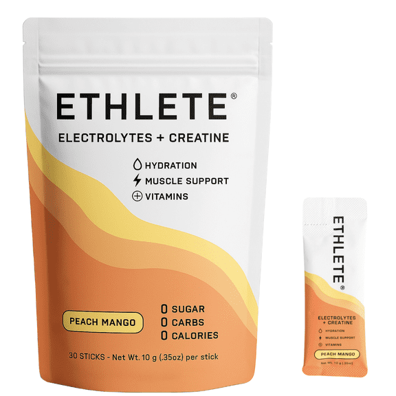 Electrolytes Vitamins Creatine, Powder (3-Flavors), 5g Creatine Monohydrate, with Electrolytes, Magnesium, Potassium, Vitamins B6, B12 & C (Peach Mango)