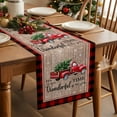 thumbnail image 4 of Christmas Tree Farm Truck Table Runner 13x60in Non-Slip Cotton Linen Table Runners, Brown Wood on Red Buffalo Dresser Scarves TableRunner for Dinner Kitchen Dining Wedding Party, 4 of 8