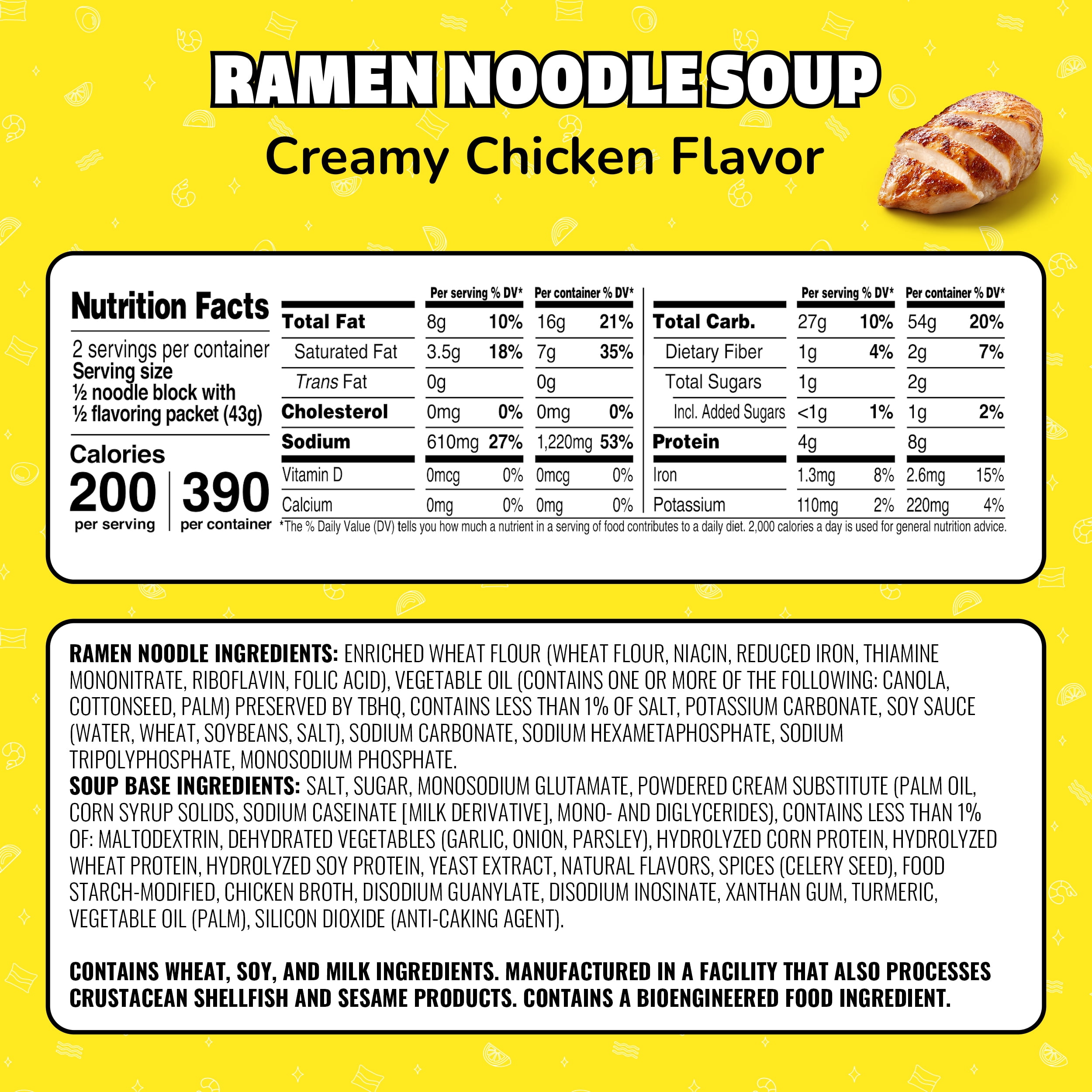 Maruchan Ramen Noodle Soup, Creamy Chicken Flavor Instant Noodles, 3 oz