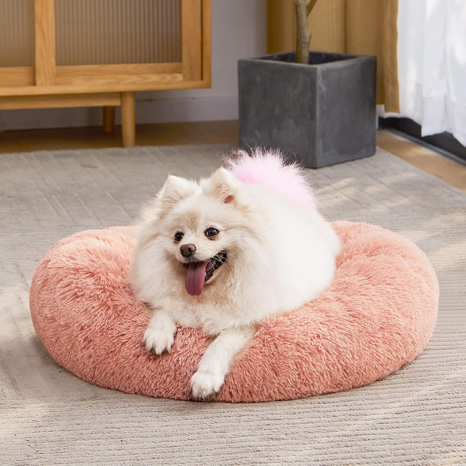 Orthopedic Dog Bed Comfortable Donut Cuddler Round Pet Beds Ultra Soft Washable Dog and Cat Cushion (20''/23''/30'') (23'', Brown)