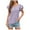 Purple, variant on Women's Flutter Short Sleeve Double Layers V Neck Solid Trendy Tee Shirt Tops Ruffle Sleeve Casual Loose Fit Crochet Eyelot Blouses Black XXL