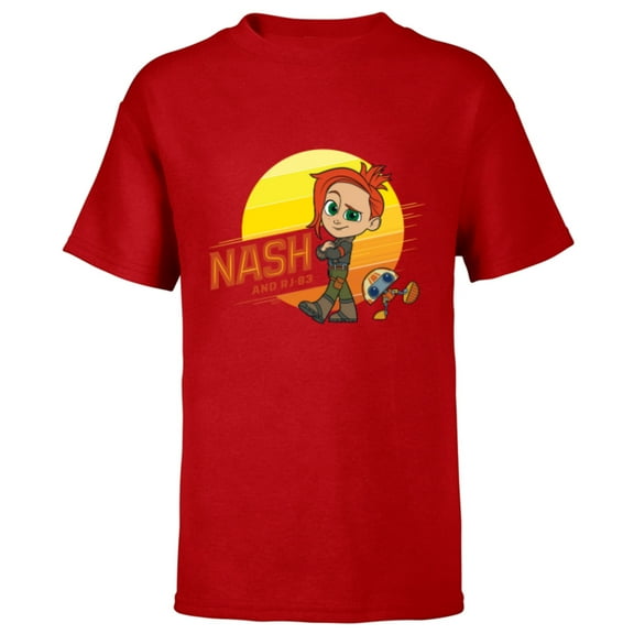 Star Wars Young Jedi Adventures Nash Durango & RJ-83 Sun - Short Sleeve T-Shirt for Kids - Customized-Red