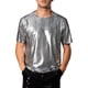 thumbnail image 1 of Camiseta de fiesta disco de manga corta para hombres con estampado animal metálico INSPIRE CHIC XL Plata, 1 of 6