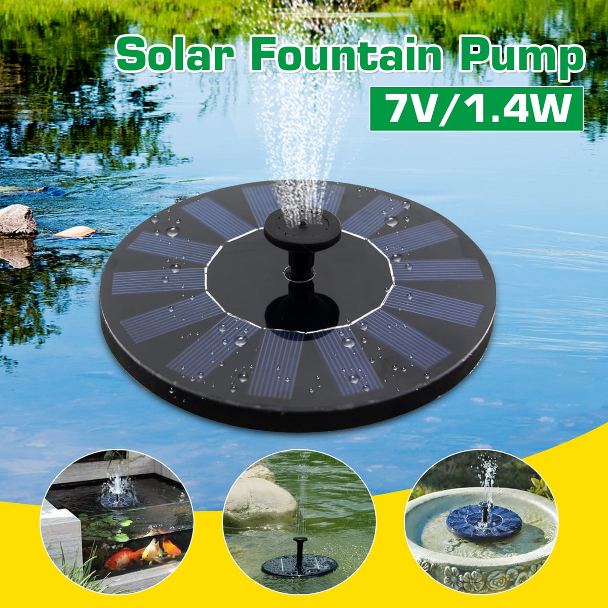 Solar Fountain Pump, Floating Solar Panel Pond Pump Water Feature Pump