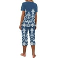 thumbnail image 5 of Tnhcen Women's Capri Pajama Sets Short Sleeve Shirt Capri Pants with Pockets Sleepwear Homewear Sets S-2XL, 5 of 7