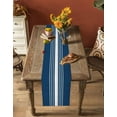 thumbnail image 5 of ERUNPONLY Navy Blue White Stripe Table Runner - 60 Inch Long Modern Rustic Vertical Striped Cotton and Linen Blended Dress Scarves Farmhouse Table Runner for Kitchen Dining, Coffee Table, 13"x60", 5 of 8