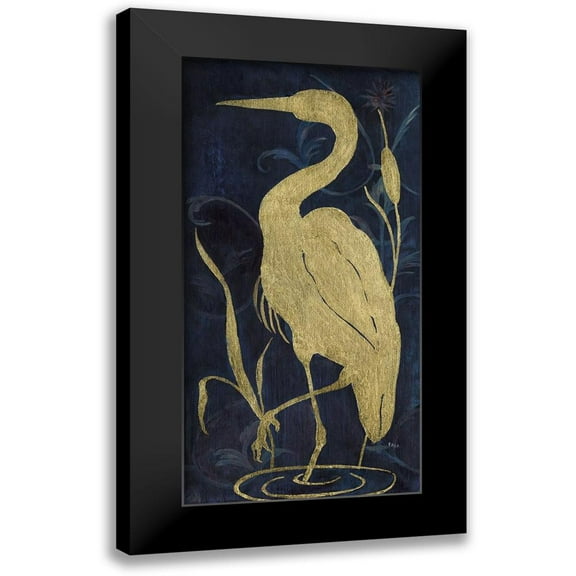 Tava Studios 9x14 Black Modern Framed Museum Art Print Titled - Egret On Indigo II
