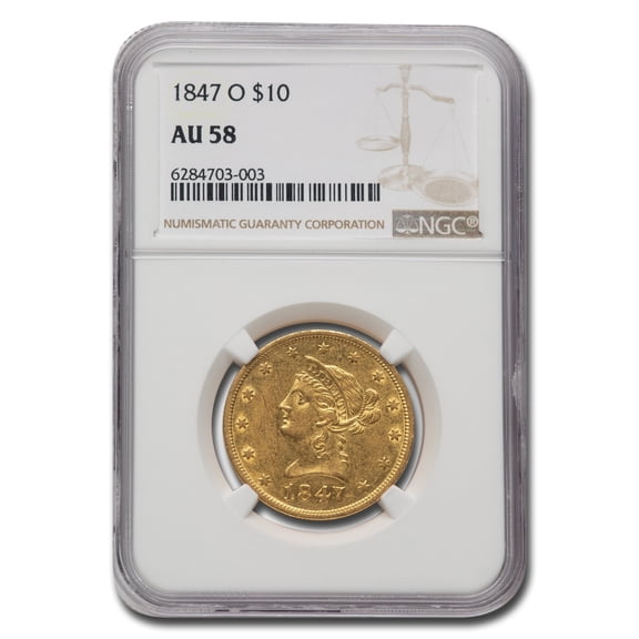 1847-O $10 Liberty Gold Eagle AU-58 NGC