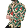 thumbnail image 2 of BLTIBY Christmas Shirt for Men Button Down Long Sleeve Lapel Shirts Cats Printed Casual Holiday Beach Shirts Top Multicolor 21 M, 2 of 8