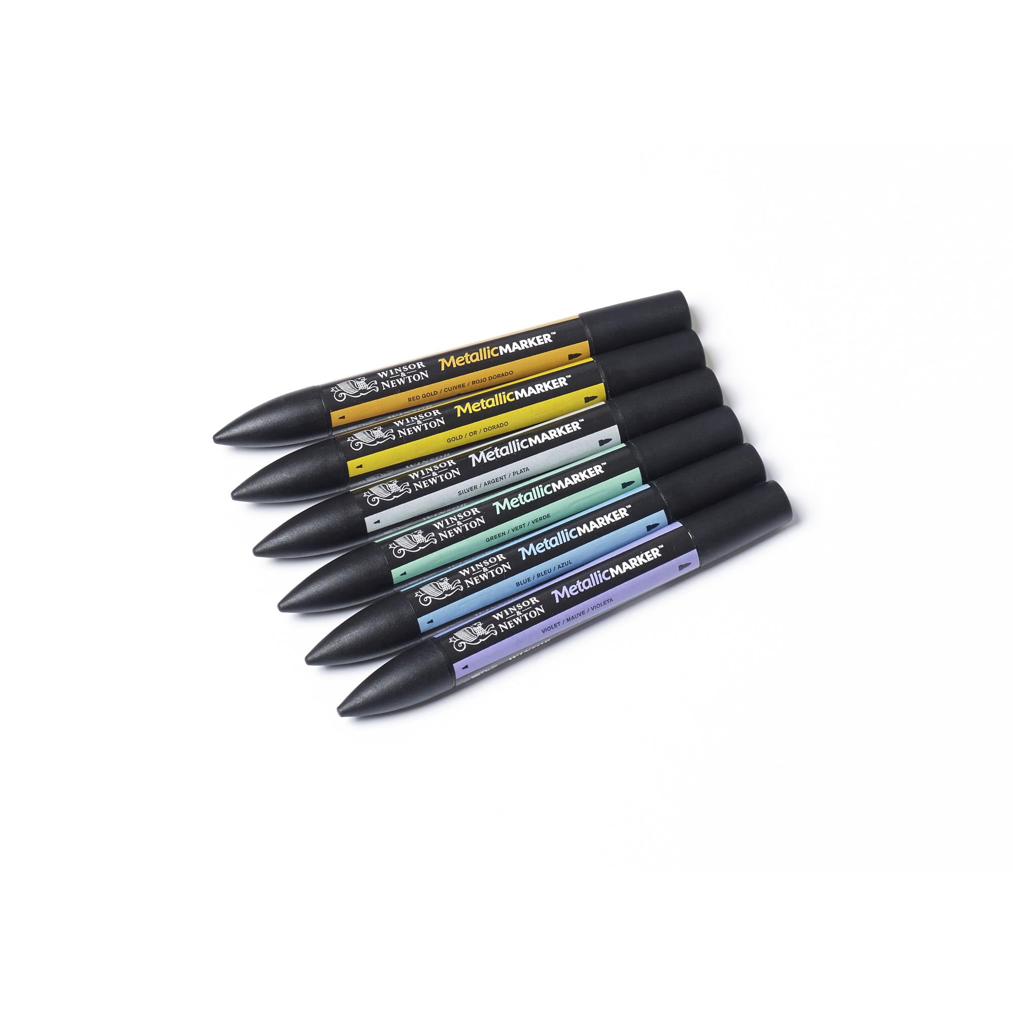 Winsor & Newton MetallicMarker Set, 6-Colors, Metallic