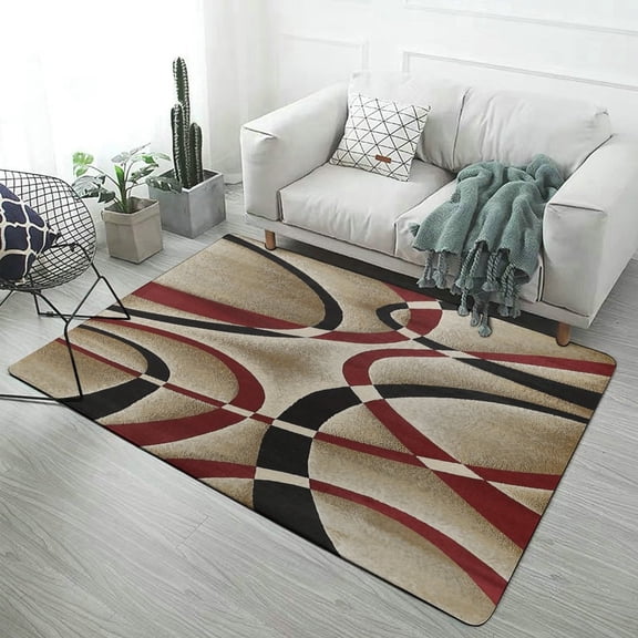 Modern Geometric Carpet Soft Comfy Rug for Home Living Room Bedroom Area Rug Non-slip Doormat Decor