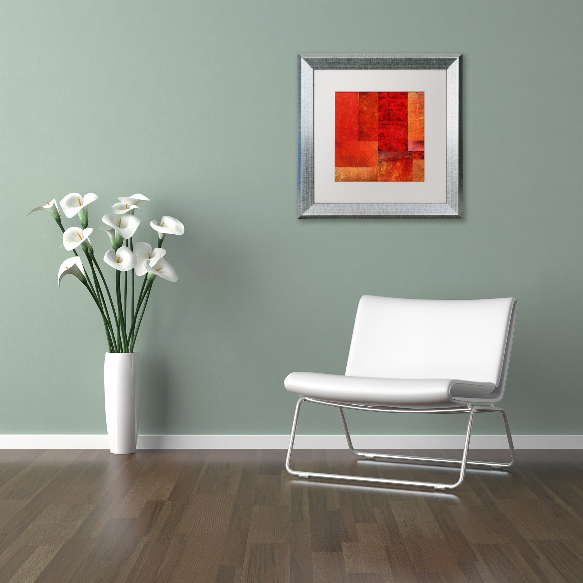 Trademark Fine Art "Essence of Red" Canvas Art by Michelle Calkins, White Matte, Silver Frame