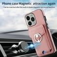thumbnail image 5 of Decase Wallet Case for iPhone 15 Pro Max, Luxury Shockproof Magnetic PU Leather Credit Card Slot with Built-in 360° Rotation Ring Holder Stand Protective Case, pink, 5 of 8