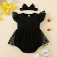 thumbnail image 2 of Newborn Baby Girl Halloween Outfit Flying Sleeve Romper Tutu Dress Tulle Skirts Hem Bodysuit Infant Halloween Black Dress, 2 of 7