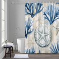 thumbnail image 5 of Sky Blue Coral Bathroom Shower Curtain, Retro Starfish Coastal Summer Shell Waterproof Washable Soft Bath Curtain for Bathtub Decor with 12 Hooks&Grommet, 36x78 Inch, 5 of 9