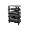 thumbnail image 5 of CorLiving Laguna Satin Black Glass Component Stand, 5 of 7