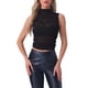 thumbnail image 1 of INSPIRE CHIC Top de Cuello Alto Arrugado sin Mangas para Mujeres, Blusa Casual de Malla de Verano, Corto, Negro, Talla L, 1 of 1