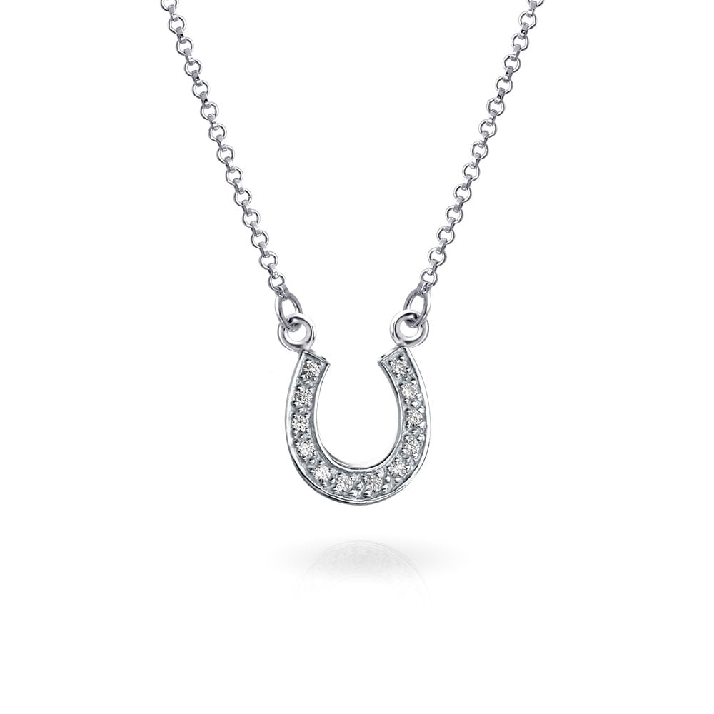 Solid .925 Sterling Silver & 12K Leaves Double Horseshoe Chain Necklace 18 inches