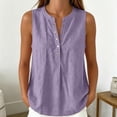 thumbnail image 2 of NinXxx Women's Casual Collarless Sleeveless Shirt Loose Fit Blouse Summer Purple M, 2 of 4