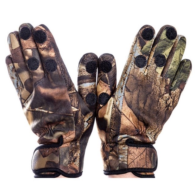 Gants de Pêche pour Hommes, Imperméables, Coupe 3-Doigts, Camping, Randonnée, Chauds et Légers