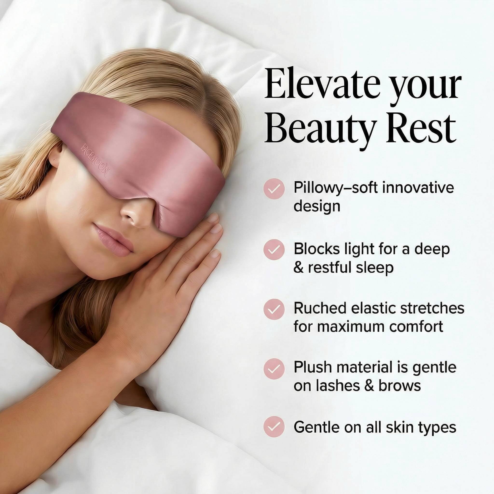 FACEMOON 100% Mulberry Silk Sleep Mask, Adjustable Strap, All-Night Blackout