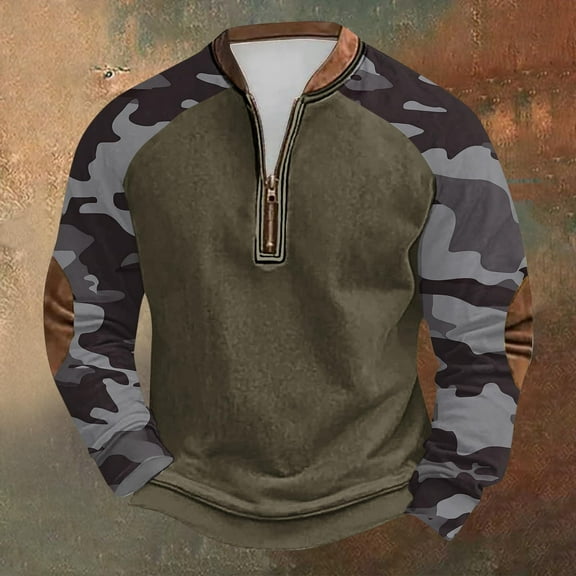 Njagoc3 Mens Long Sleeve Hoodie, Camouflage Print, Hooded Collar, Soft and Comfortable Fabric, Casual Style, Perfect for Daily Wear and Outdoor Activities