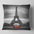 thumbnail image 2 of Designart Eiffel and Old Red Car - Landscape Printed Throw Pillow - 16x16, 2 of 5