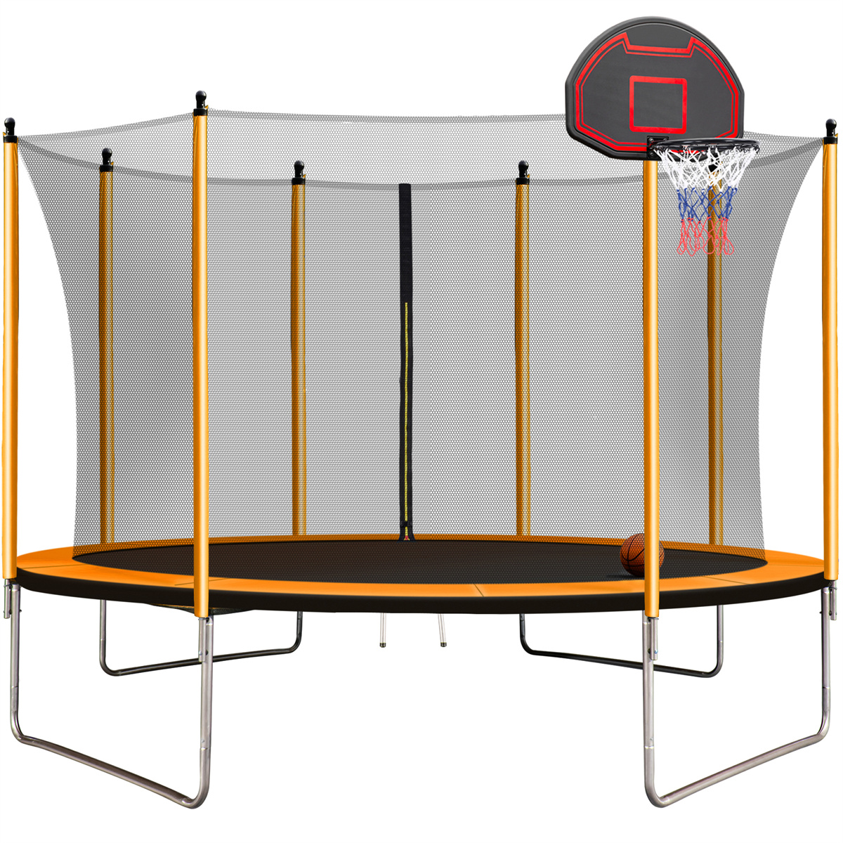 10FT Trampoline with Basketball Hoop Inflator and Ladder(Inner Safety