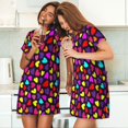 thumbnail image 4 of Disketp Colorful Hearts para Camisón Corto de Manga Corta para Mujeres, Camisón Cómodo con Escote Redondo, Bonito y Confortable, 4 of 6