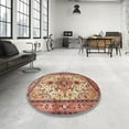 thumbnail image 4 of Ahgly Company Machine Washable Indoor Round Traditional Brown Red Area Rugs, 4' Round, 4 of 7