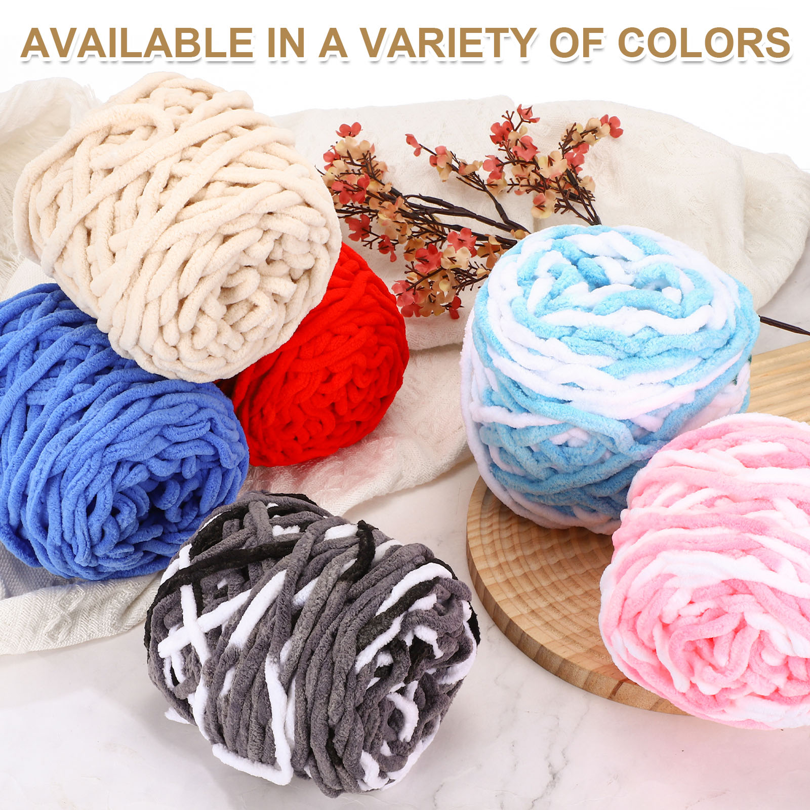Uxcell 3 Pcs Blanket Yarn, 49 Yards Fluffy Velvet Plush Bulky Thick Chenille Chunky Yarn for Soft Velvet Blanket Shawl Scarf Crochet Hand Knitted Crafts, Golden Yellow