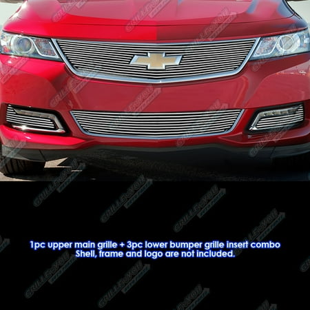 Fog Lamps Billet Grille - Compatible with 2014-2015 Chevy Impala W Logo Show & Fog Light Cover Billet Grille Combo C61246A