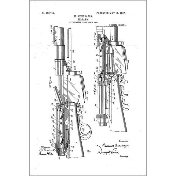 24"x36" Gallery Poster, 002 mondragon patent rifle