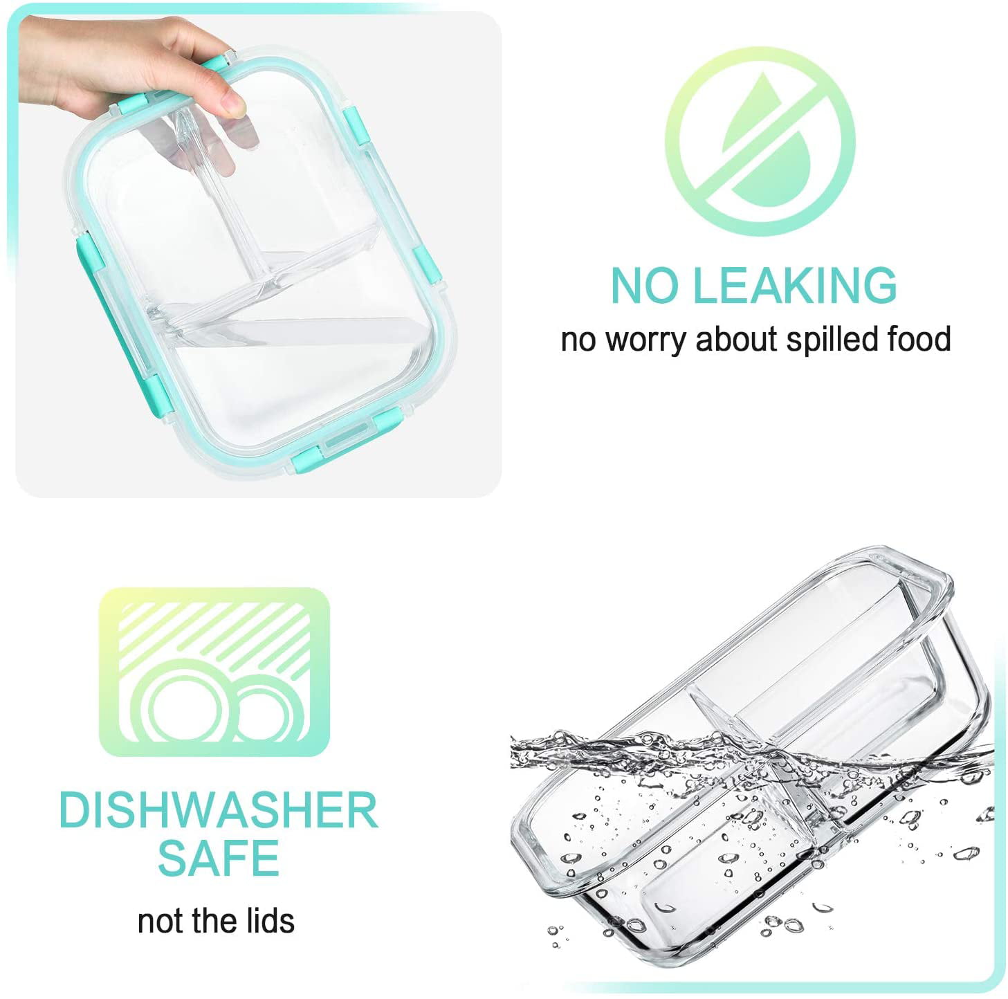 DAS TRUST 3 Pack 36oz Bento Box Glass Meal Prep Container 3 Compartment  Glass Food Storage Container…See more DAS TRUST 3 Pack 36oz Bento Box Glass